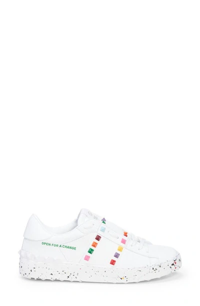 Valentino Open For A Change Rockstud Low-top Sneakers In Bianco/ Multiclr