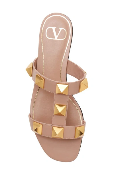 Shop Valentino Roman Stud Slide Sandal In Rose Cannelle