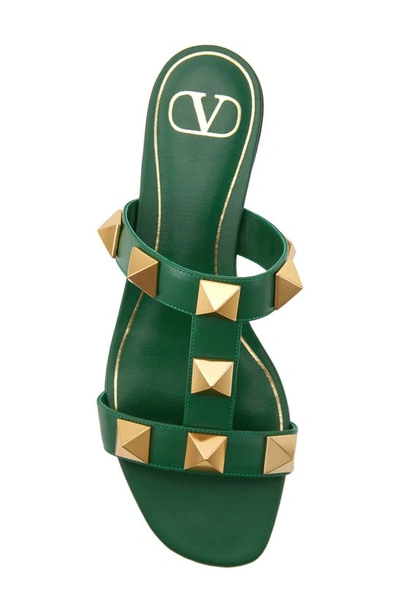 Shop Valentino Roman Stud Slide Sandal In Brilliant Green