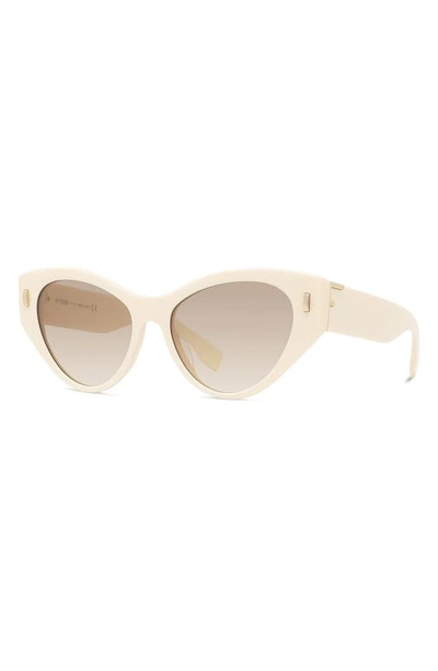 Shop Fendi 55mm Cat Eye Sunglasses In Ivory / Gradient Brown