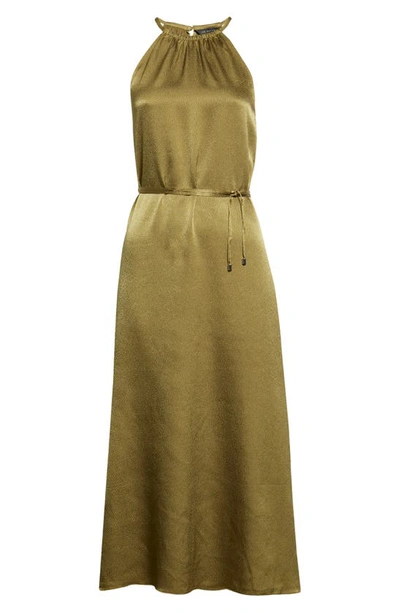 Shop Ted Baker Roxieyy Textured Satin Halter Dress In Green