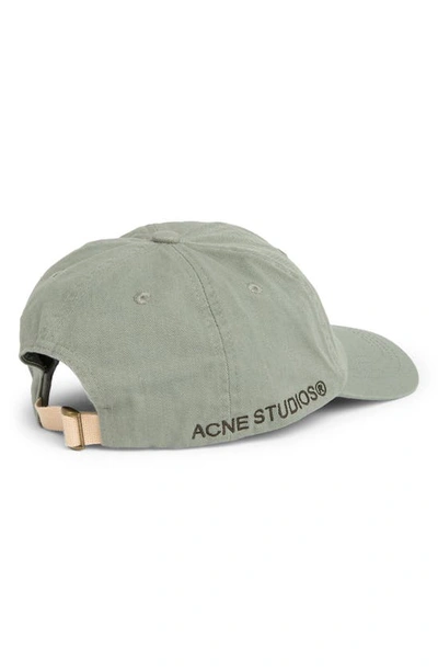 Shop Acne Studios Carliy Logo Cotton Twill Baseball Cap In Sage Green