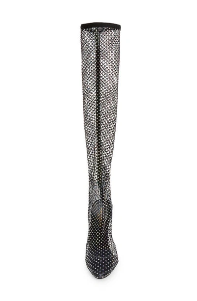 Shop Saint Laurent Yves  Crystal Tall Boot In 1073 Nero/ Crystal Ab/ Nero