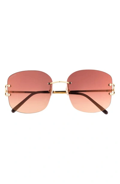 Cartier Signature C 60mm Square Sunglasses In Gold