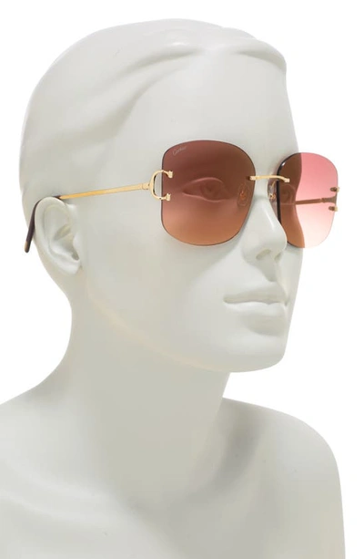 Cartier Signature C 60mm Square Sunglasses In Gold