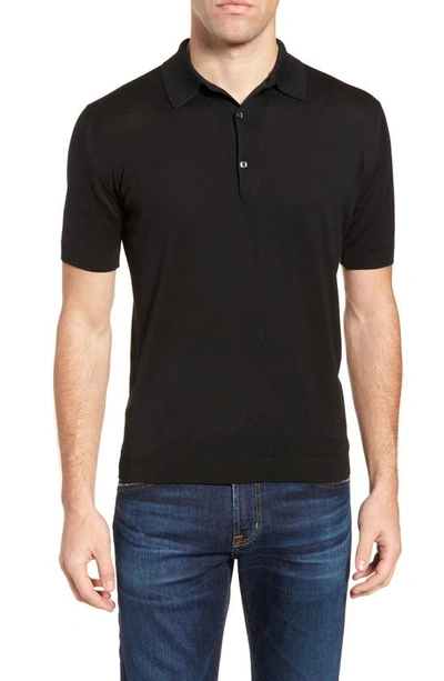 Shop John Smedley Jersey Polo In Black