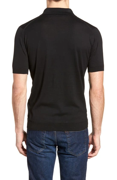 John Smedley Short Sleeve Polo Shirt In Black