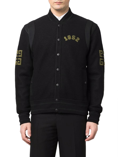 Shop Givenchy 4g Logo Wool Bomber Jacket In Black