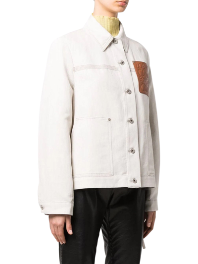 Shop Loewe Logo-patch Buttoned-up Jacket In Nude & Neutrals