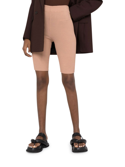 Shop Adamo Ribbed Cycling Shorts In Nude & Neutrals