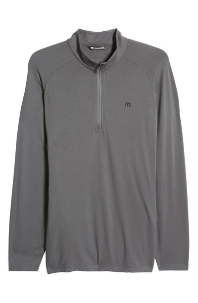 Travismathew Networking Quarter Zip Fleece Pullover In Grey Pinstripe