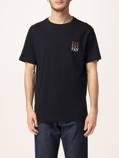Shop Fay Logo T-shirt In Blue