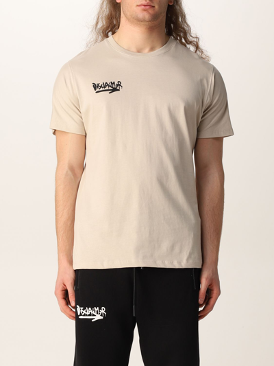 Shop Disclaimer Cotton T-shirt With Logo In Safari