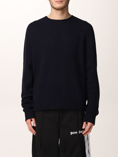 Shop Palm Angels Sweater With Back Logo In Navy
