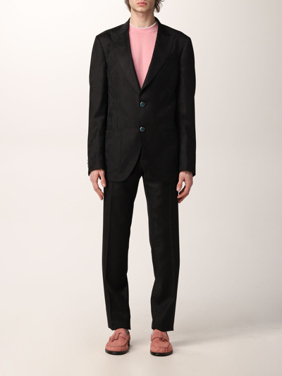 Shop Etro Virgin Wool Single-breasted Suit In Black