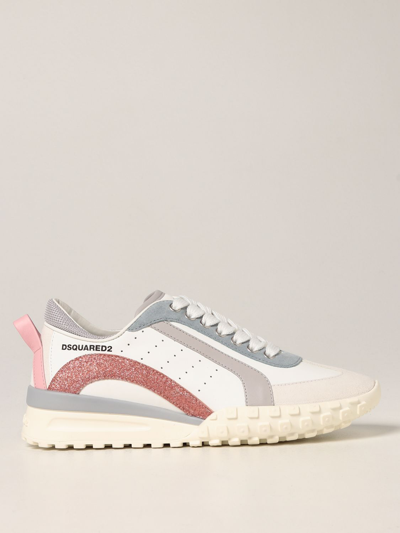 Shop Dsquared2 Legend Sneakers In Leather And Suede In White