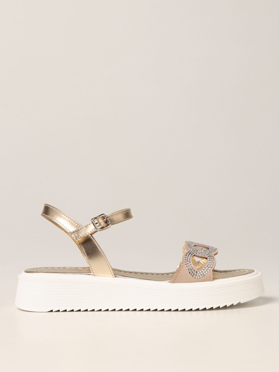 Shop Montelpare Tradition Leather Sandal In Gold