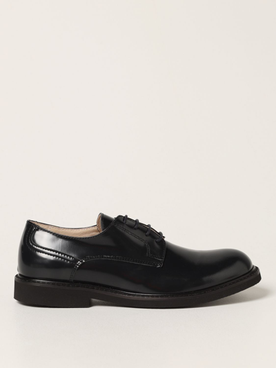 Shop Montelpare Tradition Derby In Brushed Leather In Blue