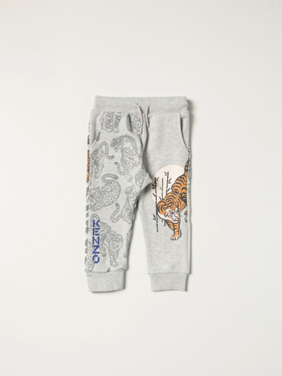 Shop Kenzo Junior Jogging Pants With  Tiger Print In Grey