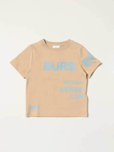 Shop Burberry Ccotton T-shirt With Horseferry Print In Beige