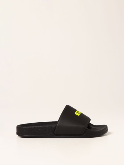 Shop Msgm Slide Sandals In Pvc In Black