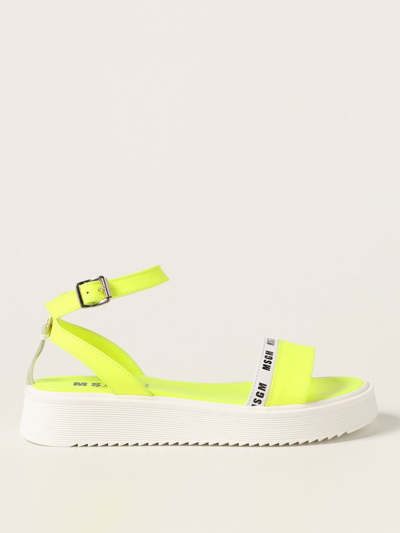 Shop Msgm Fluo  Kids Sandals In Yellow