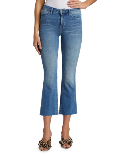 Shop L Agence Women's Kendra High-rise Cropped Flare Jeans In Blue