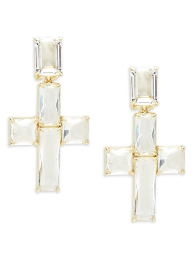 Shop Heidi Daus Women's Cross Crystal Rhinestone Dangle Earrings In Metal