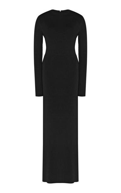 Shop Galvan Women's Athena Pearl Compact-knit Open-back Maxi Dress In Black