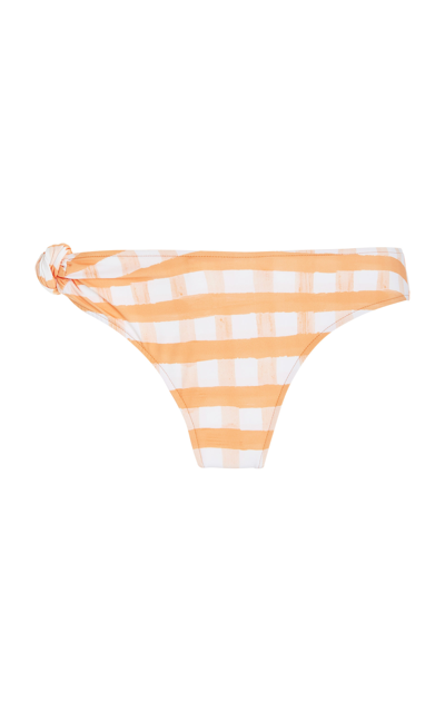 Shop Jacquemus Women's Vichy Gingham Bikini Bottom In Orange,blue