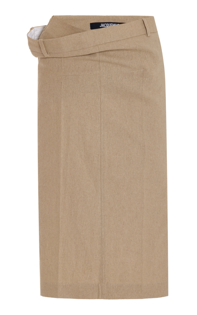 Shop Jacquemus Women's La Vela Linen Midi Skirt In Neutral