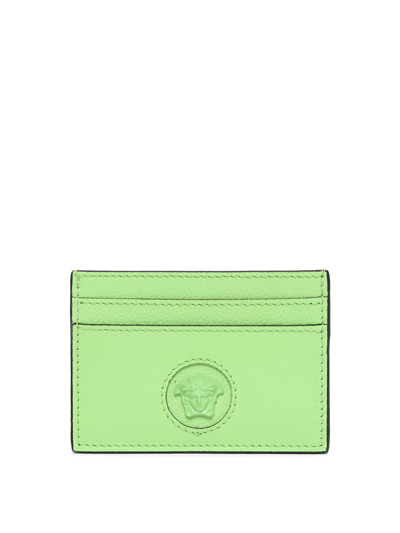Shop Versace Medusa Card Case In Green