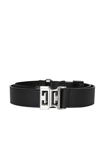 Shop Givenchy 4g Buckle Leather Belt In Black