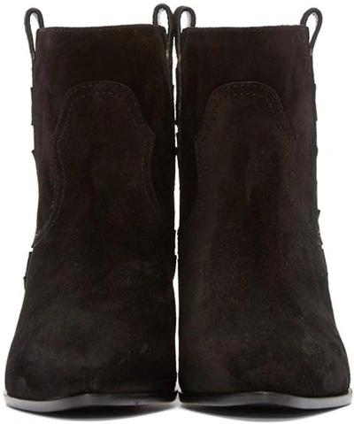 Shop Saint Laurent Black Suede Wyatt Ankle Boots