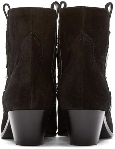 Shop Saint Laurent Black Suede Wyatt Ankle Boots
