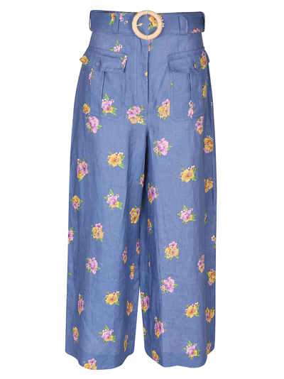 Shop Zimmermann Belted Jeans In Denim Floral