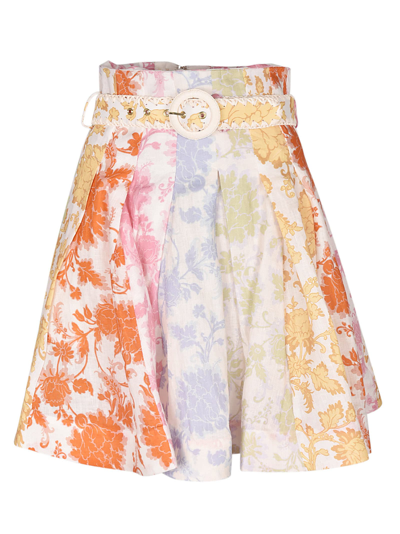 Shop Zimmermann Postcard Flip Mini Skirt In Spliced Tonal Floral