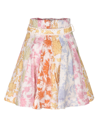 Shop Zimmermann Postcard Flip Mini Skirt In Spliced Tonal Floral