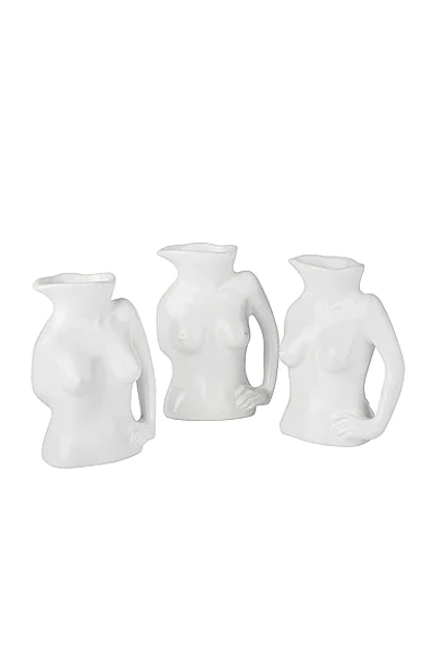 Shop Anissa Kermiche Trio Of Mini Jugs Jug In White Shiny