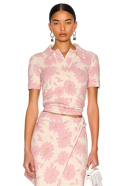 Shop Jacquemus Le Polo Bagnu In Pink Flowers
