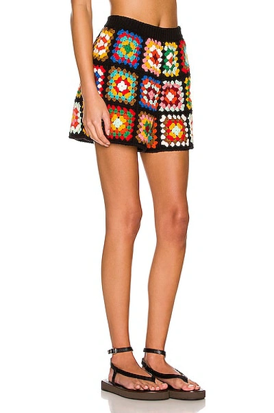 Shop Alanui Positive Vibes Crochet Short In Embassy Black