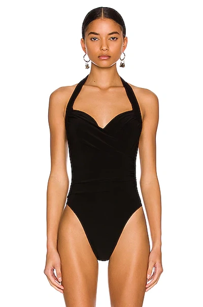 Norma Kamali Cayla Halter Neck Bodysuit In Black
