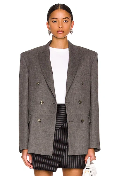Shop Wardrobe.nyc Double Breasted Blazer In Charcoal