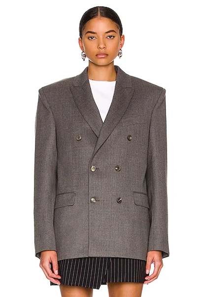 Wardrobe.nyc Double Breasted Blazer In Charcoal