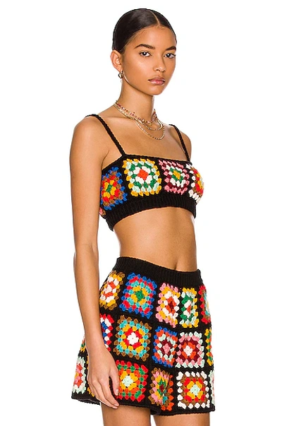 Shop Alanui Positive Vibes Crochet Bra In Embassy Black