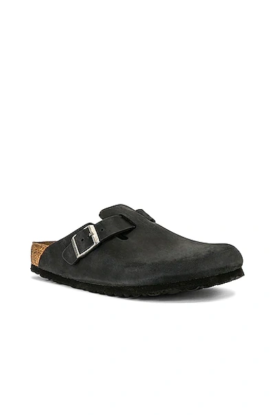 Birkenstock Black Boston Oiled Clogs In Black Oiled