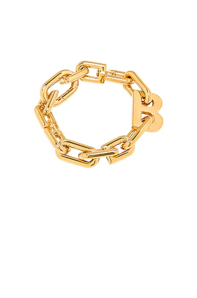 Shop Balenciaga B Chain Thin Bracelet In Shiny Gold