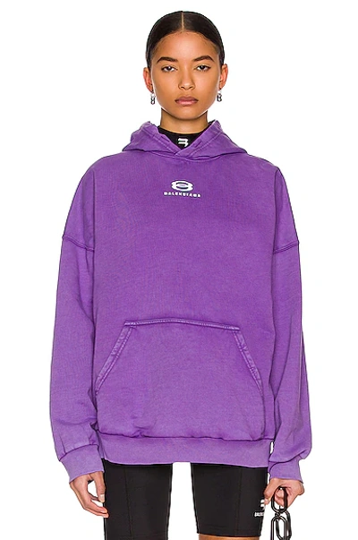 Shop Balenciaga Wide Fit Hoodie In Ultraviolet & White