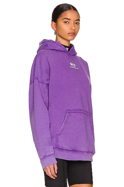 Shop Balenciaga Wide Fit Hoodie In Ultraviolet & White