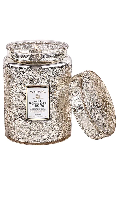 Shop Voluspa Gilt Pomander & Hinoki Large Jar Candle In Warm & Spiced